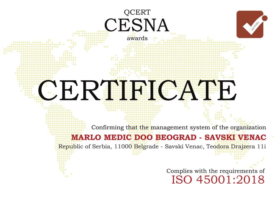 ISO 45001:2018 certificate